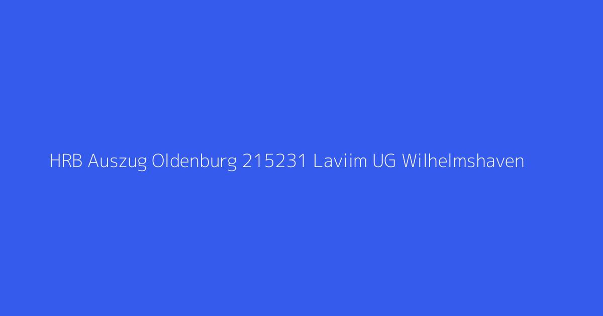 HRB Auszug Oldenburg 215231 Laviim UG Wilhelmshaven